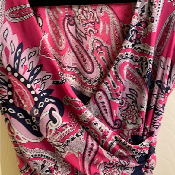 Stretchy patterned INC wraparound  look top - Picture 3 of 3